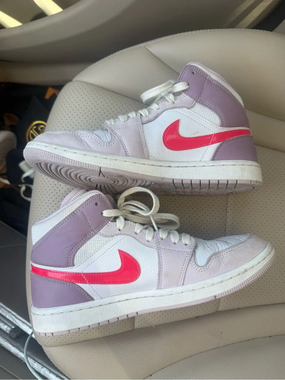 Women’s Jordan Mid-Top Sneakers in White, Lavender & Bright Pink size 9